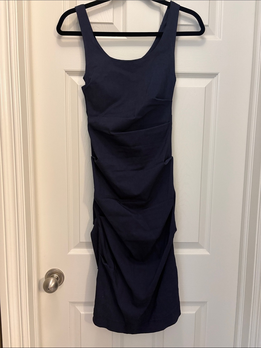 Navy Ruched Midi Dress - Women's Sleeveless Bodycon